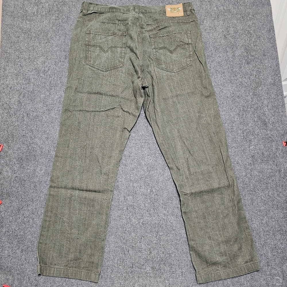 VTG Evolution In Design Mens Green Straight Leg Jeans 42x34 Classic Y2K Hiphop